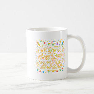 Mug Fête du Nouvel An 2026 Feu d'Artifice Rétro Noël