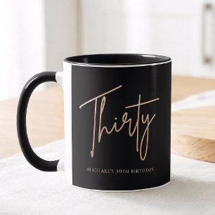 Mug Fête élégante de 30 ans d'anniversaire en noir et 