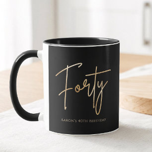 Mug Fête élégante de 40 ans anniversaire noir et or