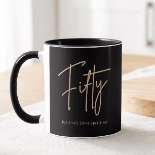 Mug Fête élégante de 50e anniversaire en noir et or
