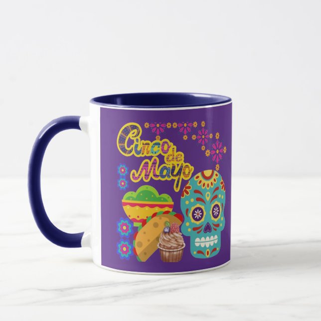 Mug Fête Fiesta Fleurir violet royal (Gauche)