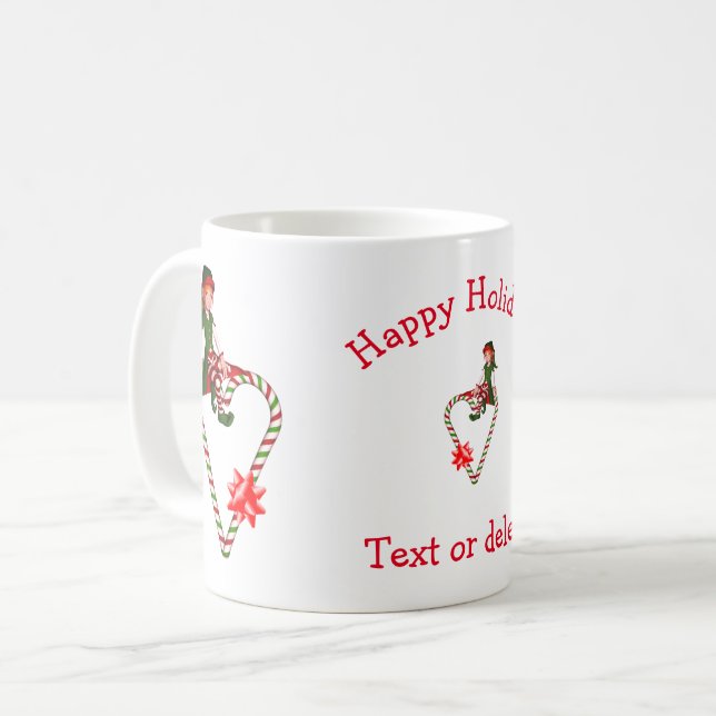 Mug Fête Fille Elf Sucre de canne Noël (Devant gauche)