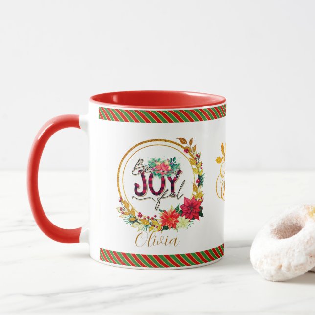 Mug Fête Florale et Noël à Carreaux Joyeux (Avec donut)