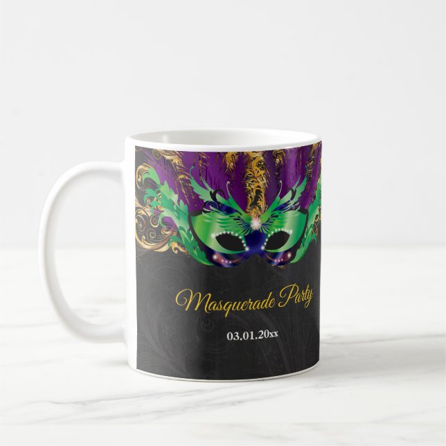 Mug Fête Mascarade Magique Nuit Verte Purple Or (Gauche)