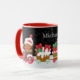 Mug fête Noël pain d'épices train ajouter nom