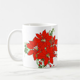 Mug Fête Noël Rouge Poinsettia Fleur Céramique