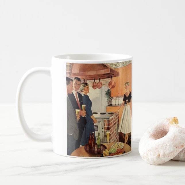 Mug Fête rétro dans la cuisine, bière et apéritifs (Avec donut)