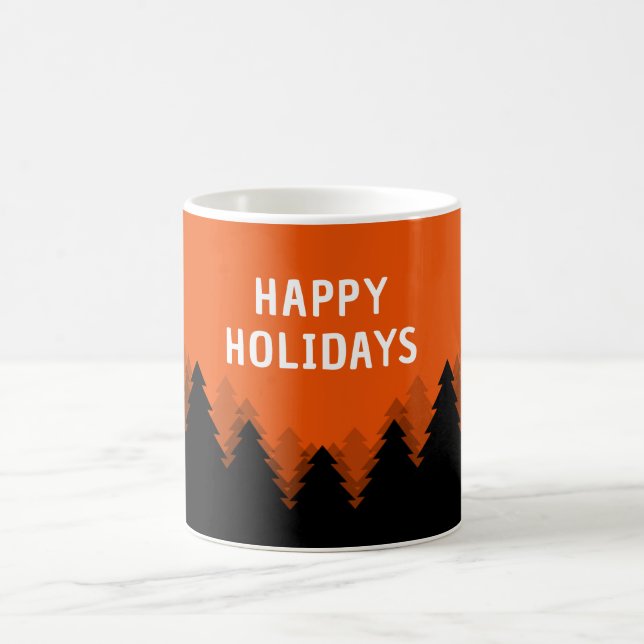Mug Fêtes de fin d'année avec forêt rouge et arbre (Centre)