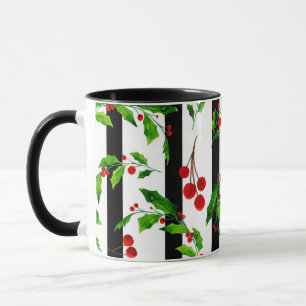 Mug Fêtes de Noël Aquarelle Holly Floral