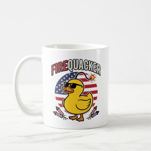 Mug Feu d'artifice Canard Patriotique Conception Vecto (Gauche)