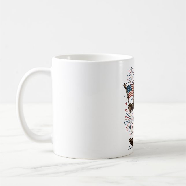 Mug Feu d'artifice patriotique Sasquatch Gravure vinta (Gauche)