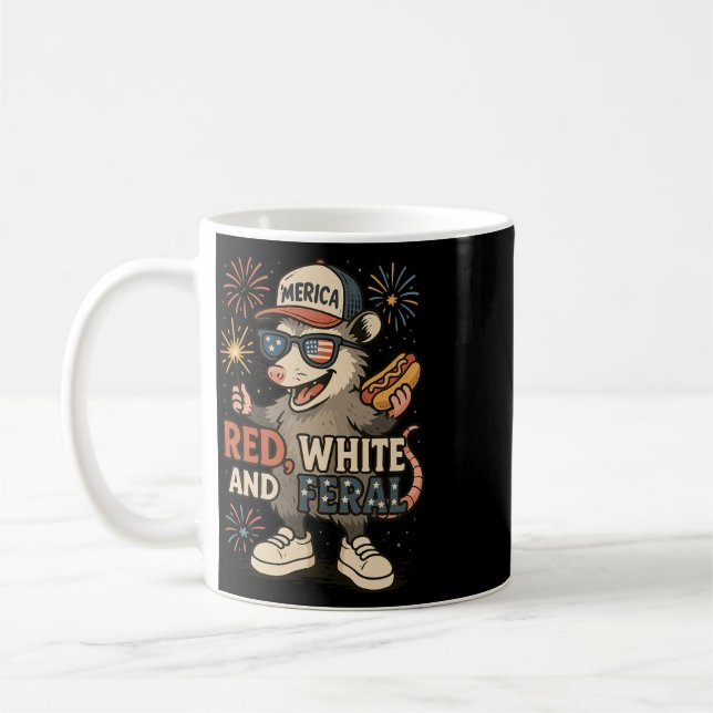 Mug Feu d'artifice rouge blanc et sauvage Opossum 4 ju (Gauche)