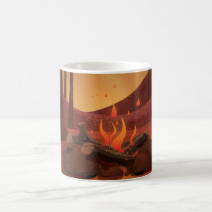 Mug Feu de camp dans la forêt.