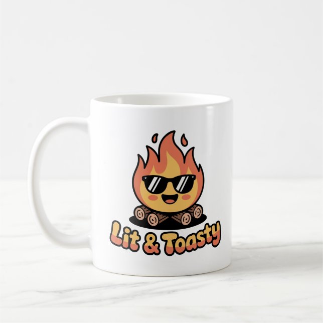 Mug Feu de camp lit drôle de jeu de mots de camping (Gauche)
