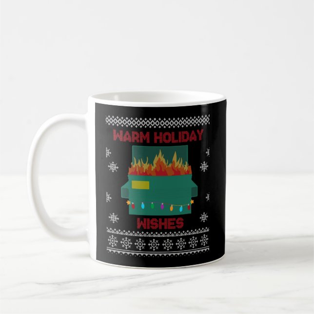 Mug Feu de Dumpster Chaleureux voeux Noël laid F (Gauche)
