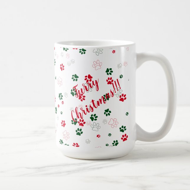 Mug Feu de Noël de chien Paw (Droite)