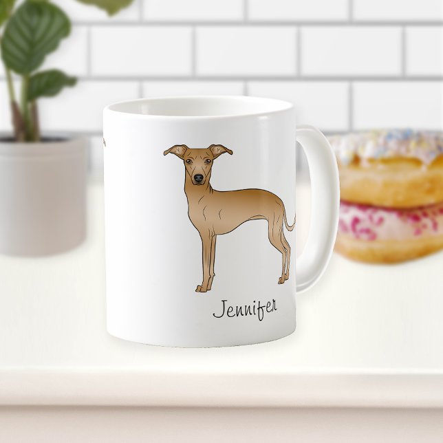 Mug Feu Italien Greyhound Cute Dessin Chien Avec Le No (Créateur téléchargé)