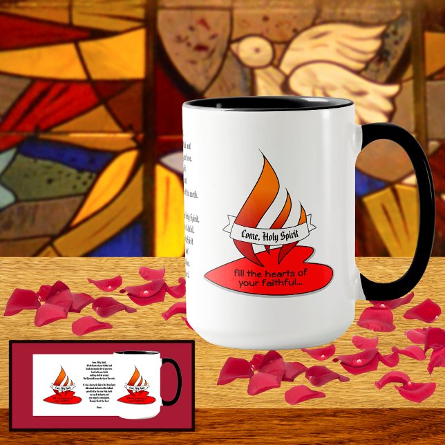 Mug Feu ou flamme et coeur avec citation Pentecôte (Créateur téléchargé)