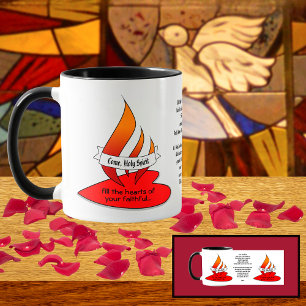 Mug Feu ou flamme et coeur avec citation Pentecôte