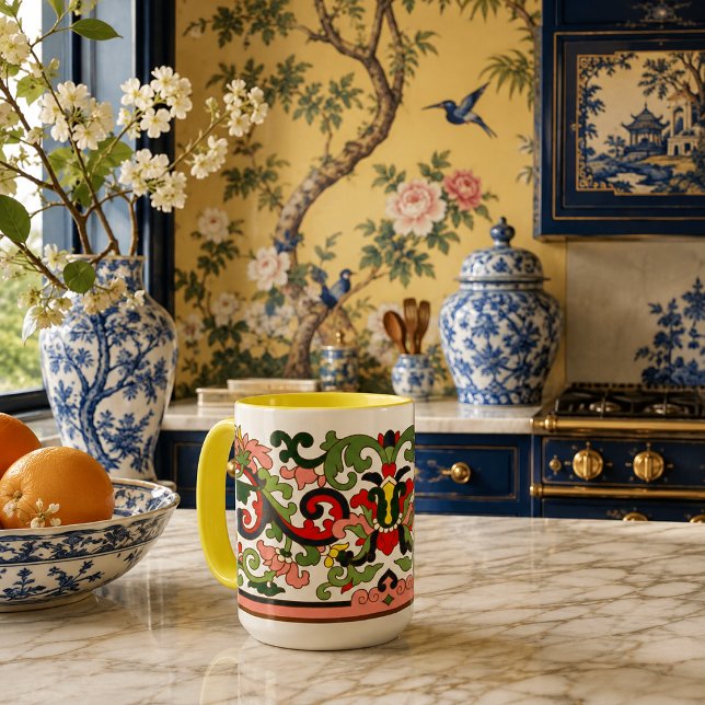 Mug Feuillage à défilement chinois vintage (Créateur téléchargé)