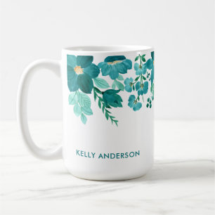 Mug Feuillage Aquarelle Monogrammé de Fille Branché