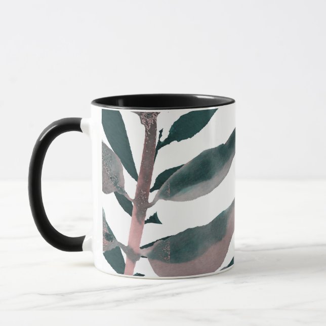 Mug Feuillage botanique aquarelle de couleur rose rust (Gauche)