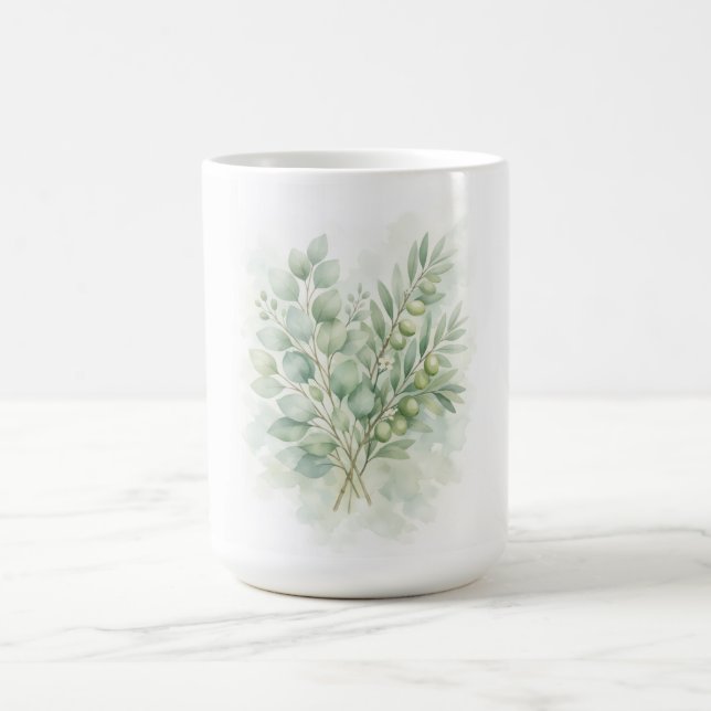 Mug Feuillage botanique aquarelle Pastel Greenery (Centre)