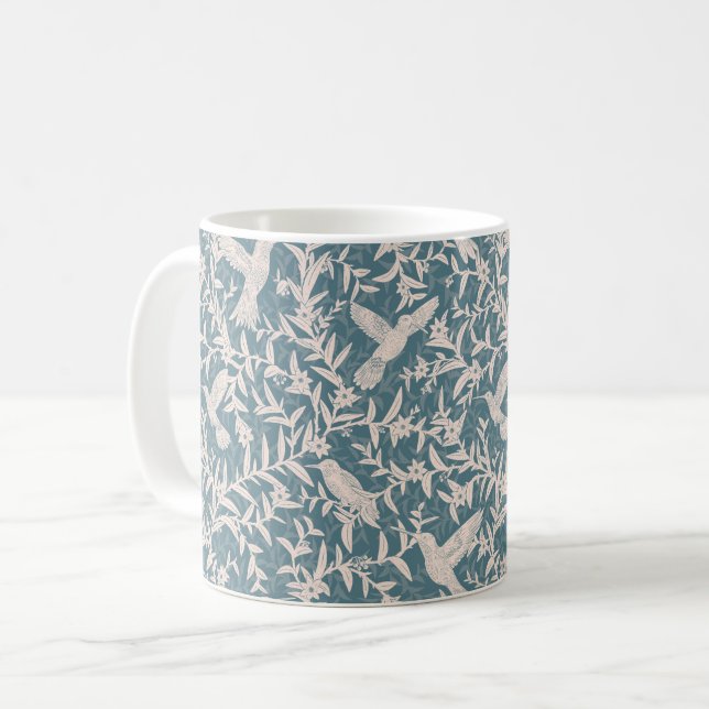Mug Feuillage des colibris bleu blanc (Devant gauche)