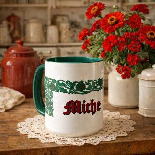 Mug Feuillage Floral Rétro Personnalisé