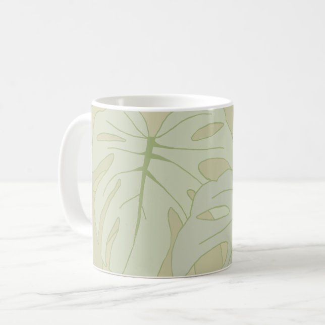 Mug Feuillage Monstera en vert tendre (Devant gauche)
