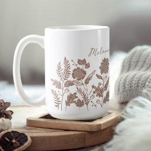 Mug Feuillage personnalisé Fleurs d'automne Taupe
