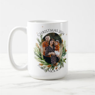 Mug Feuillage Vert Feuilles Famille Photo Joyeux Noël