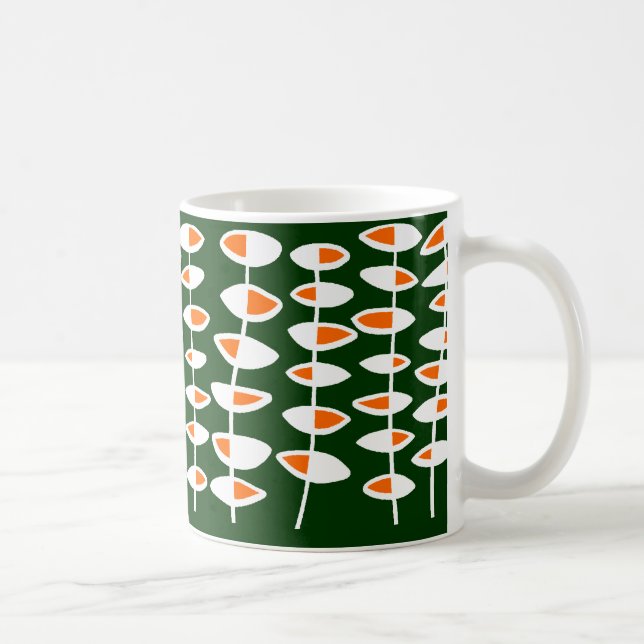 Mug Feuille alternative - Blanc et orange sur vert 003 (Droite)