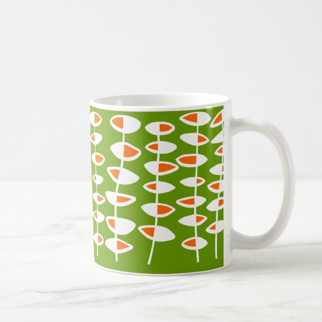 Mug Feuille alternative - Blanc et orange sur vert 669 (Droite)