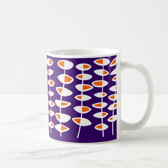 Mug Feuille alternative - Blanc et orange sur violet p (Droite)