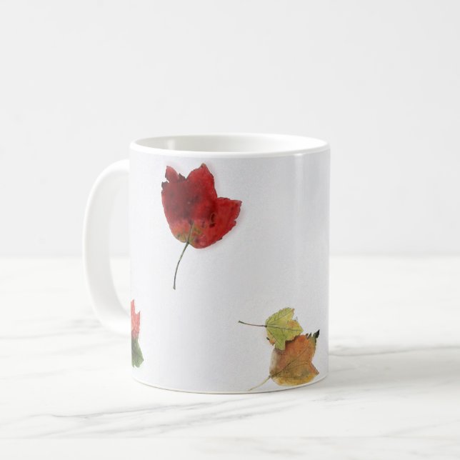 Mug "Feuille art original sur neige" par Stephanie (Devant gauche)