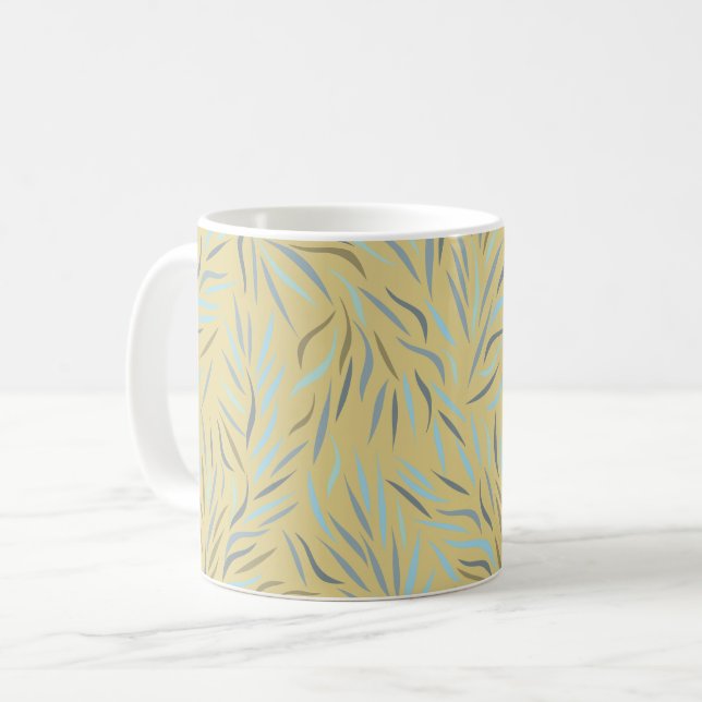 Mug Feuille bleu Jaune Motif moderne (Devant gauche)