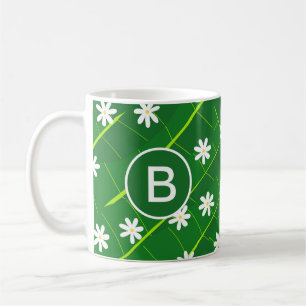 Mug feuille de banane tropicale et fleurs vert botaniq