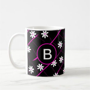 Mug feuille de banane tropicale noire et fleurs botani