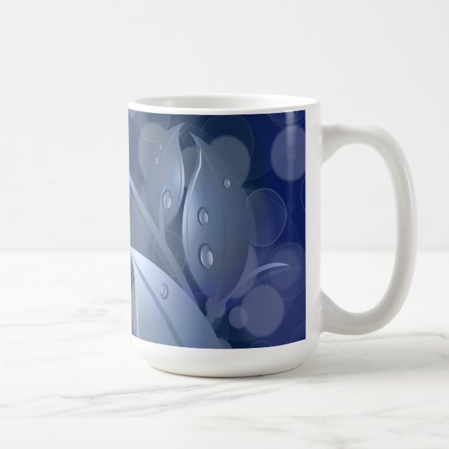 Mug Feuille de Blue Bokeh (Droite)