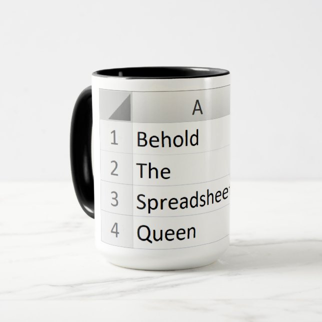 Mug Feuille de calcul puissant Queen, Excel noir (Devant gauche)