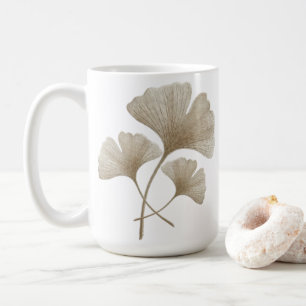 Mug Feuille de Ginkgo Dorée Personnalisée Nom Personna