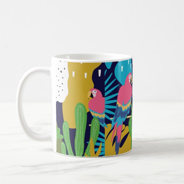 Mug Feuille de jungle tropicale arrière - plan avec pe (Gauche)