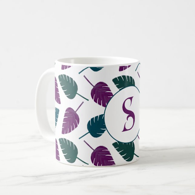 Mug Feuille de palme de banane tropicale initiale pers (Devant gauche)