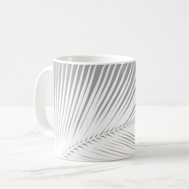 Mug Feuille de palme - gris / gris et blanc (Devant gauche)