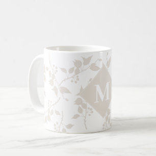 Mug Feuille décorative Botanique Beige Monogramme