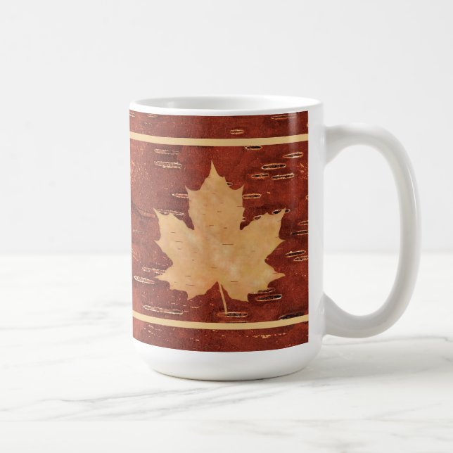 Mug Feuille d'érable sur écorce de bouleau intérieur (Droite)