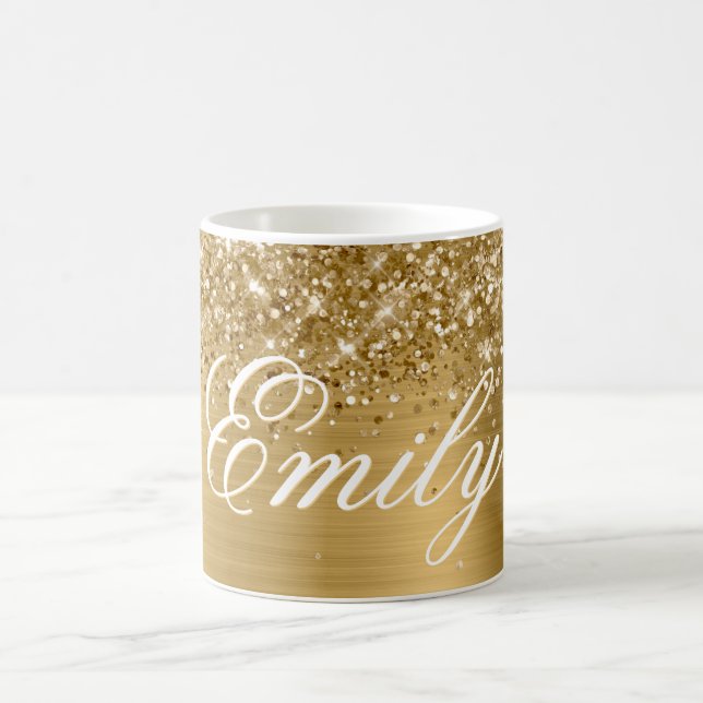 Mug Feuille d'or pailletée personnalisée (Centre)