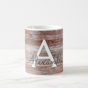 Mug Feuille d'or rose et monogramme et initiale en