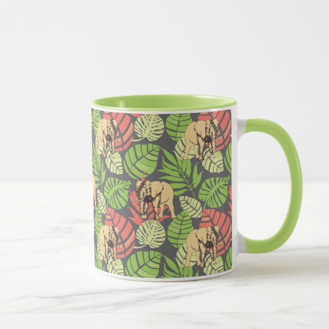 Mug Feuille et éléphants exotiques de jungle (Droite)
